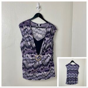 Shimmery Top. Studio 1940. Purple/Black.